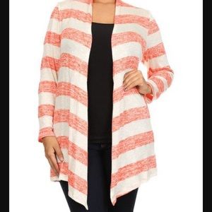 Open Cardigan - red/orange stripe - L